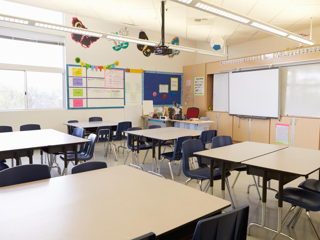 empty classroom at beginning of school year